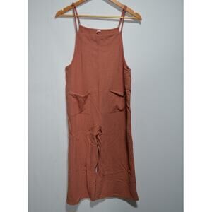 Anrabess Orange Linen Blend Cropped Wide Leg Jumper Size Medium